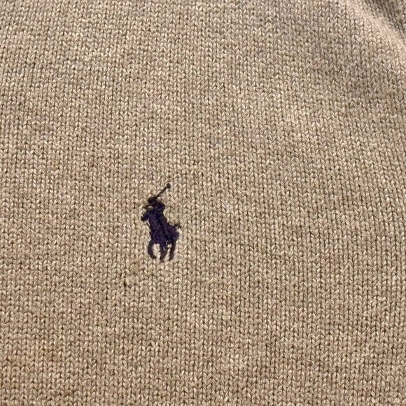 ~~Polo Ralph Lauren Sweater Men’s XL Brown 1/4 Zip BLUE Pony - Picture 3 of 5